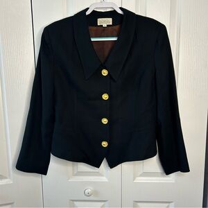 Yasaman Vintage Blazer Black with Gold Buttons Paris Milano NY Size 18 100% Wool